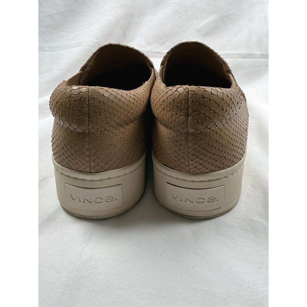 Vince Warren Slip On Shoes Women's 9 M Tan Leather Snakeskin Platform Sneakers - Picture 5 of 7